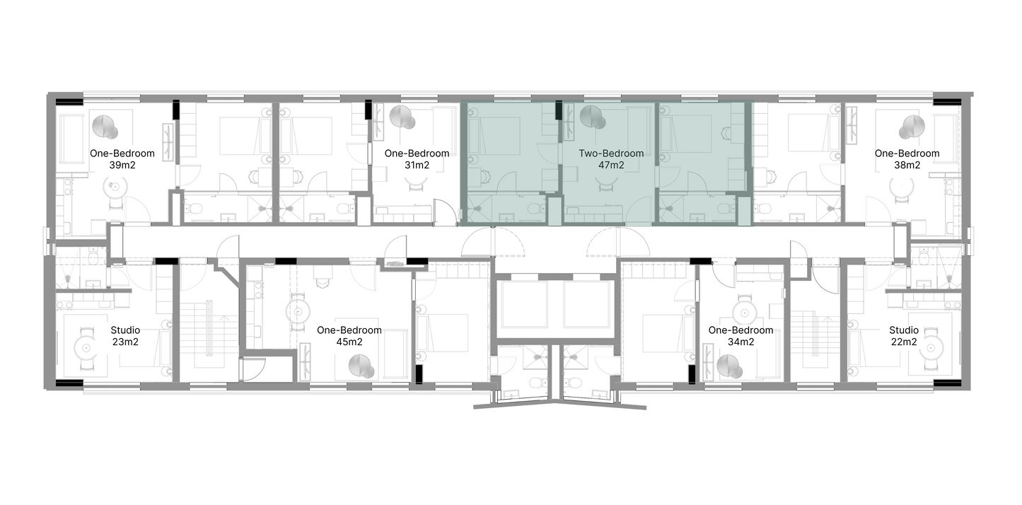 Two-Bedroom Apartments